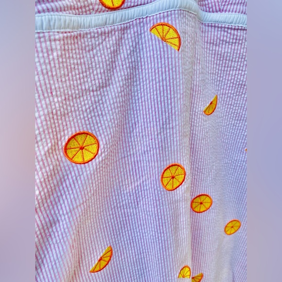 vintage Lilly Pulitzer pink striped orange fruit halter mini dress size/8 - Picture 4 of 6